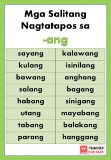 Mga Salitang Nagtatapos Sa NAN .